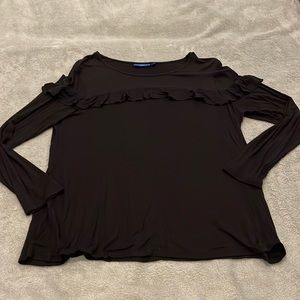 🍍3/$15🍍 Apt. 9 long sleeve black ruffle top, size large